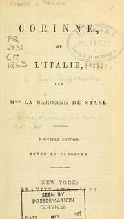 Cover of: Corinne by Madame de Staël