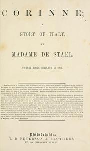 Cover of: Corinne, a story of Italy by Madame de Staël