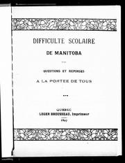 Difficulté scolaire de Manitoba par questions et réponses à la portée de tous by Zacharie Lacasse