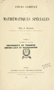 Cover of: Cours complet de mathématiques spéciales. by Jules Haag
