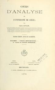 Cover of: Cours d'analyse de l'Université de Liège.