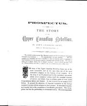 Cover of: Prospectus : The story of the Upper Canadian rebellion, by John Charles Dent by 