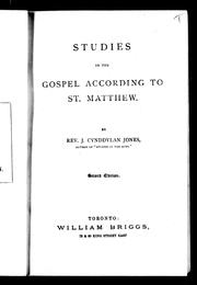 Cover of: Studies in the Gospel according to St. Matthew