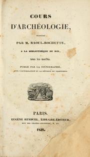 Cover of: Cours d'archéologie by Désiré Raoul Rochette