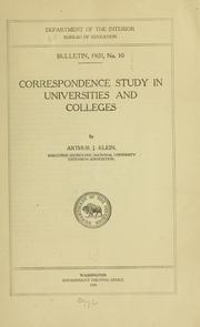 Cover of: Correspondence study in universities and colleges
