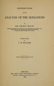 Cover of: Contributions to the analysis of the sensations
