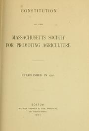Cover of: Constitution of the Massachusetts Society for Promoting Agriculture. by Massachusetts Society for Promoting Agriculture.