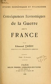 Cover of: Conséquences économiques de la guerre pour la France.