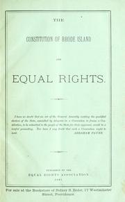Cover of: The Constitution of Rhode Island and equal rights. | 