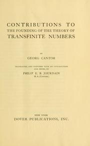 Cover of: Contributions to the founding of the theory of transfinite numbers by Georg Cantor