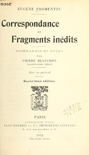 Cover of: Correspondance et fragments inédits. by Eugène Fromentin