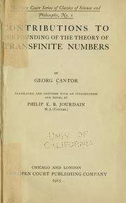 Cover of: Contributions to the founding of the theory of transfinite numbers