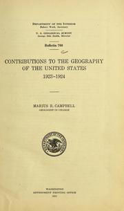 Cover of: Contributions to the geography of the United States, 1923-1924