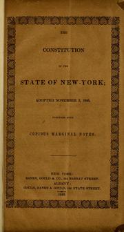 Cover of: constitution of the state of New York: adopted November 3, 1846 ; together with copious marginal notes.