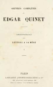 Cover of: Correspondance : lettres à sa mère. by Edgar Quinet
