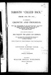 Cover of: Toronto "called back," from 1894 to 1847 by by Conyngham Crawford Taylor