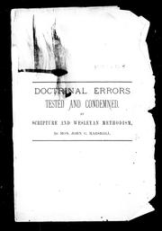Cover of: Doctrinal errors in a pamphlet by G.W. Olver, B.A., principal of Southland College, Battersea, tested and condemned by Scripture and Wesleyan Methodism