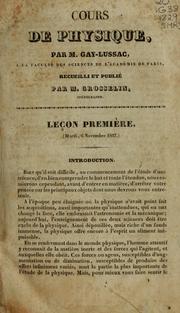 Cover of: Cours de physique by Joseph Louis Gay-Lussac