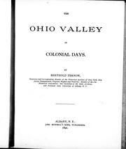 Cover of: The Ohio Valley in colonial days by Berthold Fernow