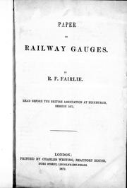 Cover of: Paper on railway gauges