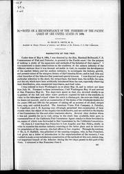 Cover of: Notes on a reconnoissance [sic] of the fisheries of the Pacific coast of the United States in 1894