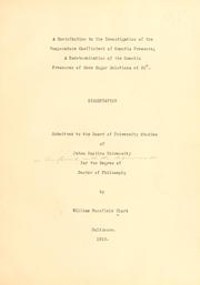 Cover of: contribution to the investigation of the temperature coefficient of osmotic pressure: a redetermination of the osmotic pressures of cane sugar solutions at 20...