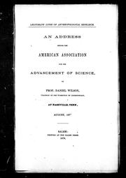 Cover of: Legitimate lines of anthropological research: an address before the American Association for the Advancement of Science