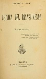 Cover of: Critica del rinascimento by Ippolito Gaetano Isola