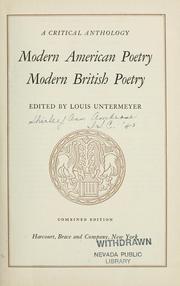 Cover of: A critical anthology: Modern American poetry: Modern British poetry.