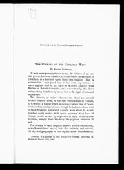 Cover of: The climate of the Canadian west