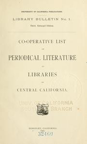Cover of: Cooperative list of periodical literature in libraries of central California.