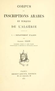Cover of: Corpus des inscriptions arabes et turques de l'Algérie.