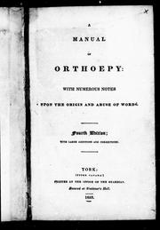 Cover of: A manual of orthoepy: with numerous notes upon the origin and abuse of words