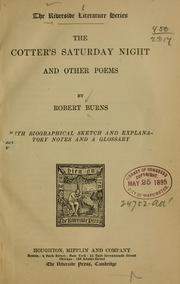 Cover of: The cotter's Saturday night and other poems