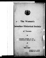 Cover of: The Women's Canadian Historical Society of Toronto by Women's Centre (Victoria, B.C.).