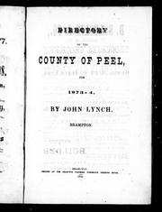 Cover of: Directory of the County of Peel, for 1873-4