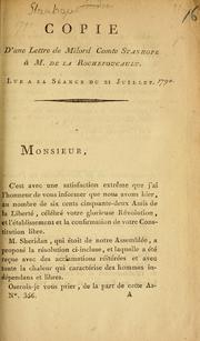 Cover of: Copie D'une Lettre de Milord Comte Stanhope à M. de la Rochefoucault