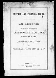 Cover of: Culture and practical power: an address delivered at the opening of Lansdowne College, Portage La Prairie, November 11th, 1889