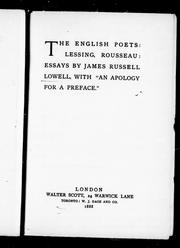 Cover of: The English poets, Lessing, Rousseau: essays
