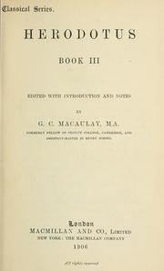Cover of: Book 3.: Edited with introd. and notes by G.C. Macaulay.