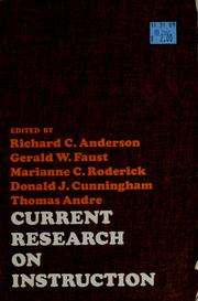 Cover of: Current research on instruction. by Edited by Richard C. Anderson [and others]