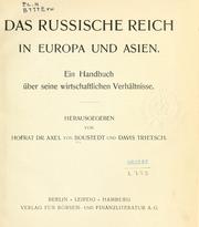 Cover of: Das russische Reich in Europa und Asien by Axel von Boustedt