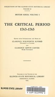 Cover of: The critical period, 1763-1765