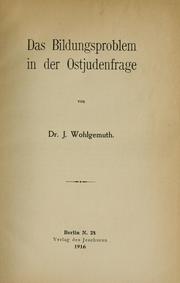 Cover of: Bildungsproblem in der Ostjudenfrage