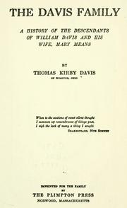 Cover of: Davis family: a history of the descendants of William Davis, and his wife Mary Means