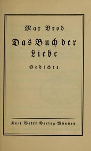 Cover of: Das Buch der Liebe by Brod, Max