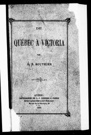 Cover of: De Québec à Victoria