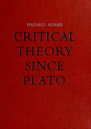 Cover of: Critical theory since Plato.