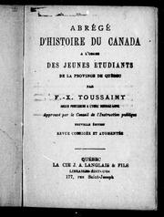 Cover of: Abrégé d'histoire du Canada by F. X. Toussaint