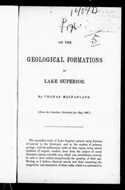 Cover of: On the geological formations of Lake Superior